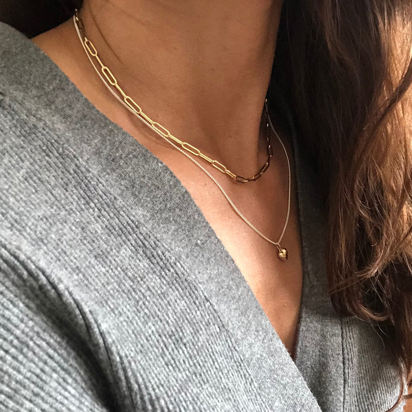 Form Large Link Necklace in 14k gold - paperclip chain layered necklace