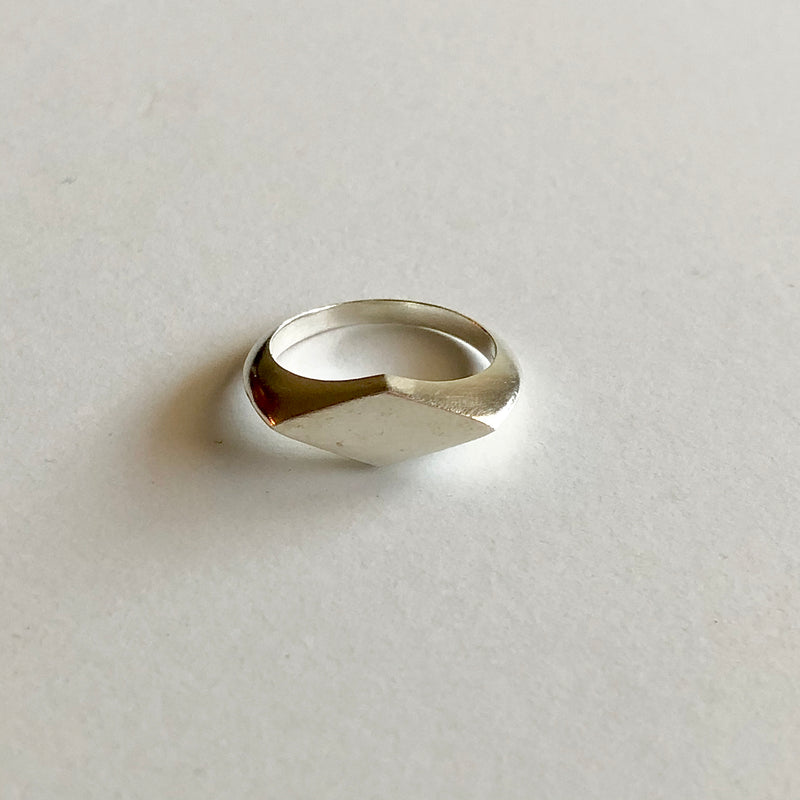 Diamond Signet Ring in Silver