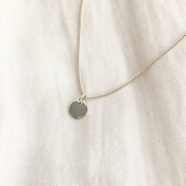 Silver Disc Necklace w/ Card