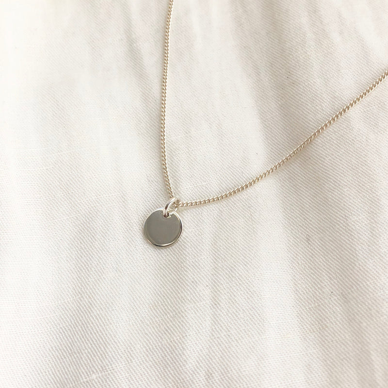 Silver Disc Necklace w/ Card