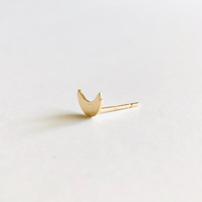 Moon Stud Earring 14k Gold