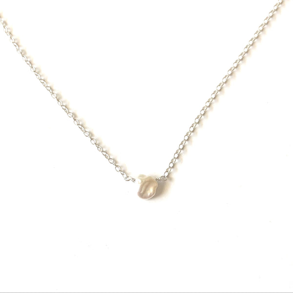 Silver Pearl Necklace w/ Card