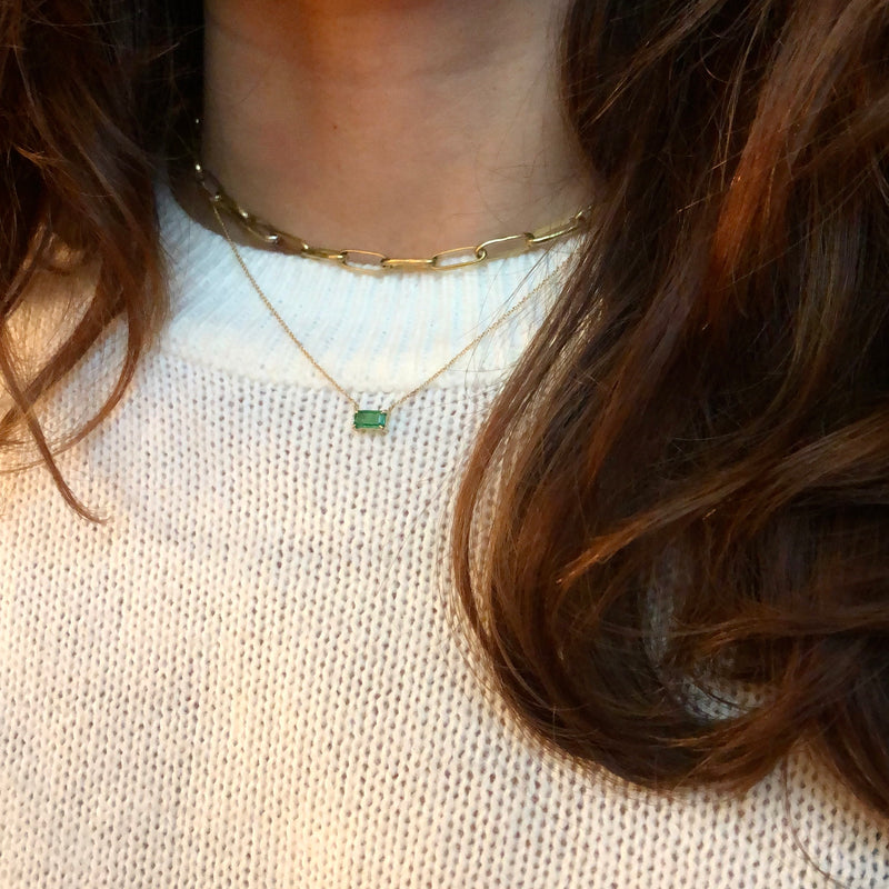 Emerald Baguette Necklace